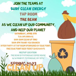 infographic of a community clean up event hosted by surf clean energy