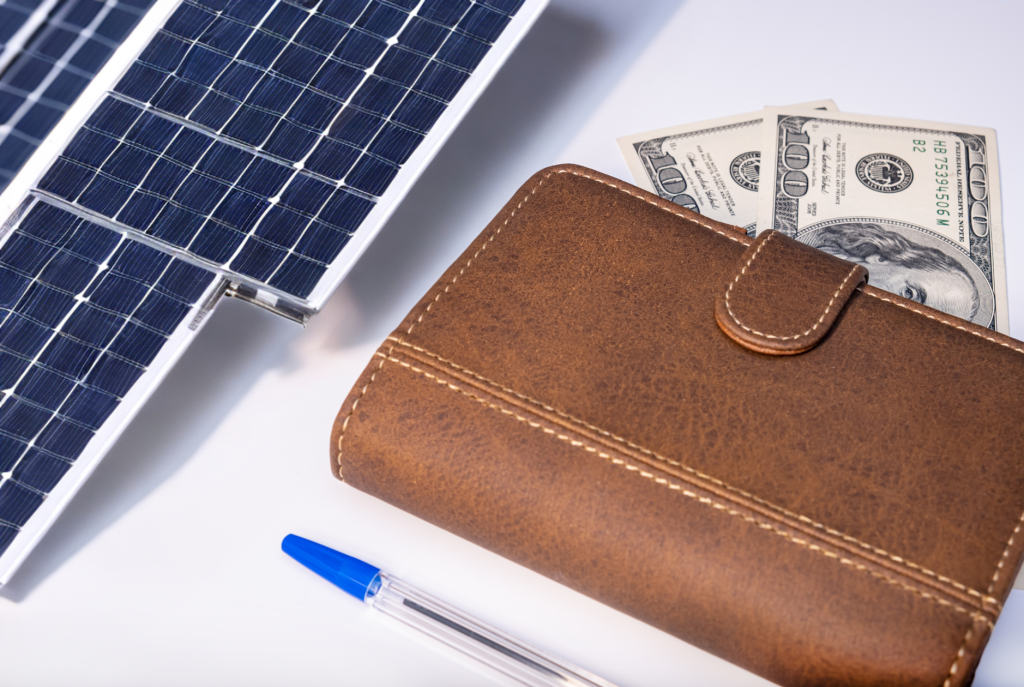 A wallet full of savings from using Surf Clean Energy Solar panels
