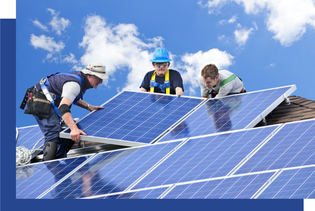 Surf Clean Energy installation crew installing a solar panel on a New York residential roof