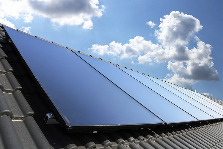solar panels on a dark roof